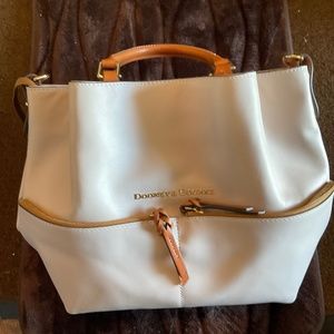 Rooney & Bourke Leather handbag bone with tan trim NWOT